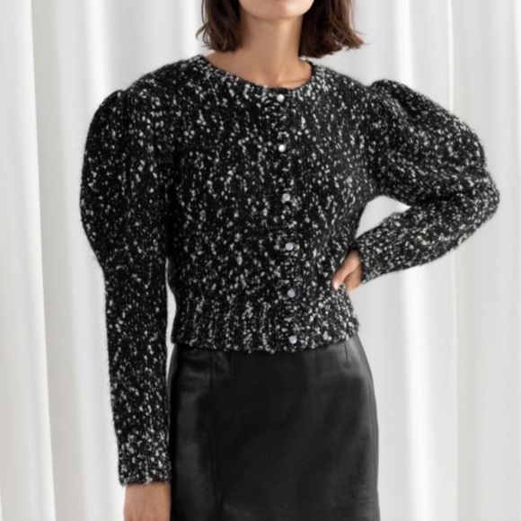 & Other Stories Sweaters - & Other Stories Puff Sleeve Bouclé Cardigan Sweater Alpaca Blend Size M